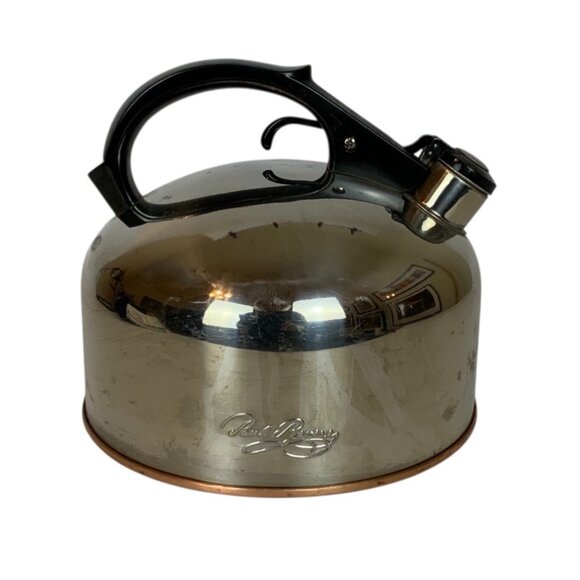 Revere Ware Stainless Steel Copper Bottom Whistling Tea Kettle 3.5 Qt Vintage 19 - Picture 3 of 7